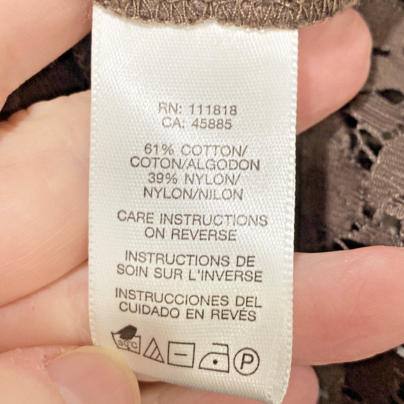 Michael Kors Plus Size Blouse Brown Lace Button Front Top Short Sleeves 3X - Picture 11 of 12